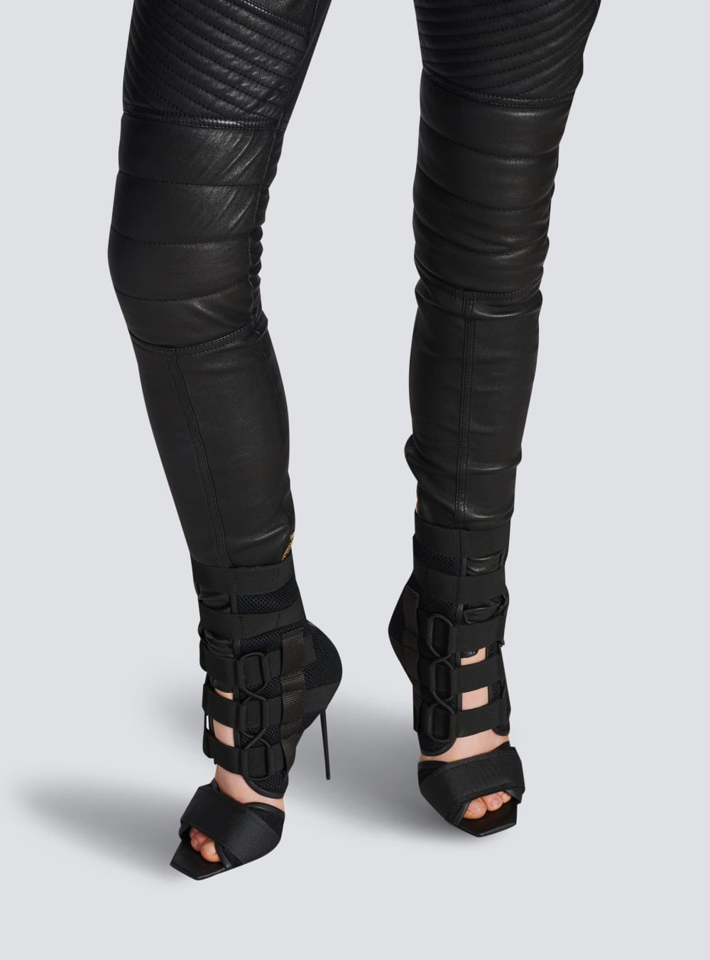 Women's Balmain Uma In Velcro And Mesh Sandals Black | USA RZyZwQp8