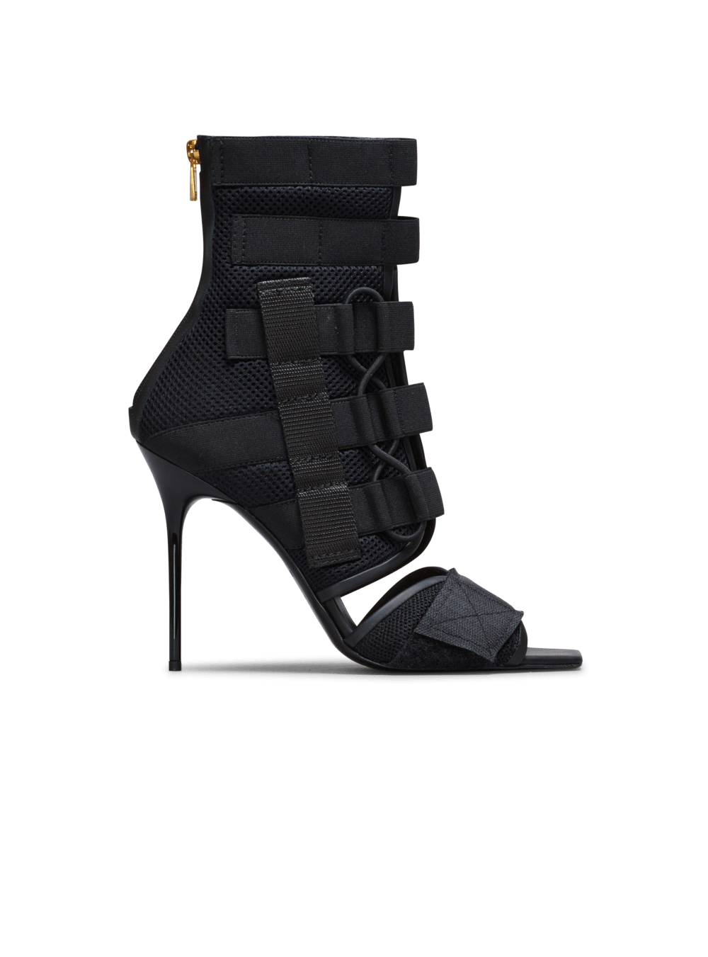 Women\'s Balmain Uma In Velcro And Mesh Sandals Black | USA RZyZwQp8