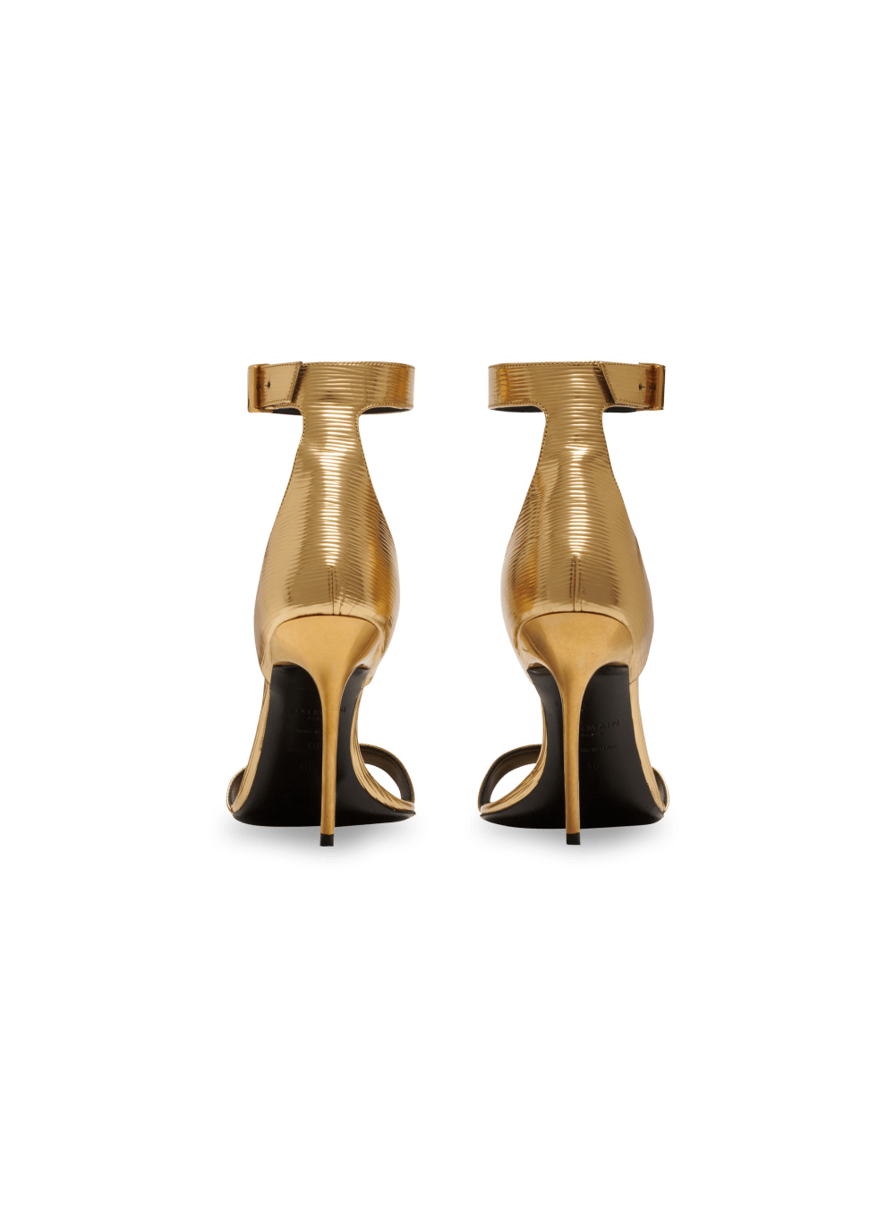 Women's Balmain Uma Laminated Leather Sandals Gold | USA Z8GB4Nab