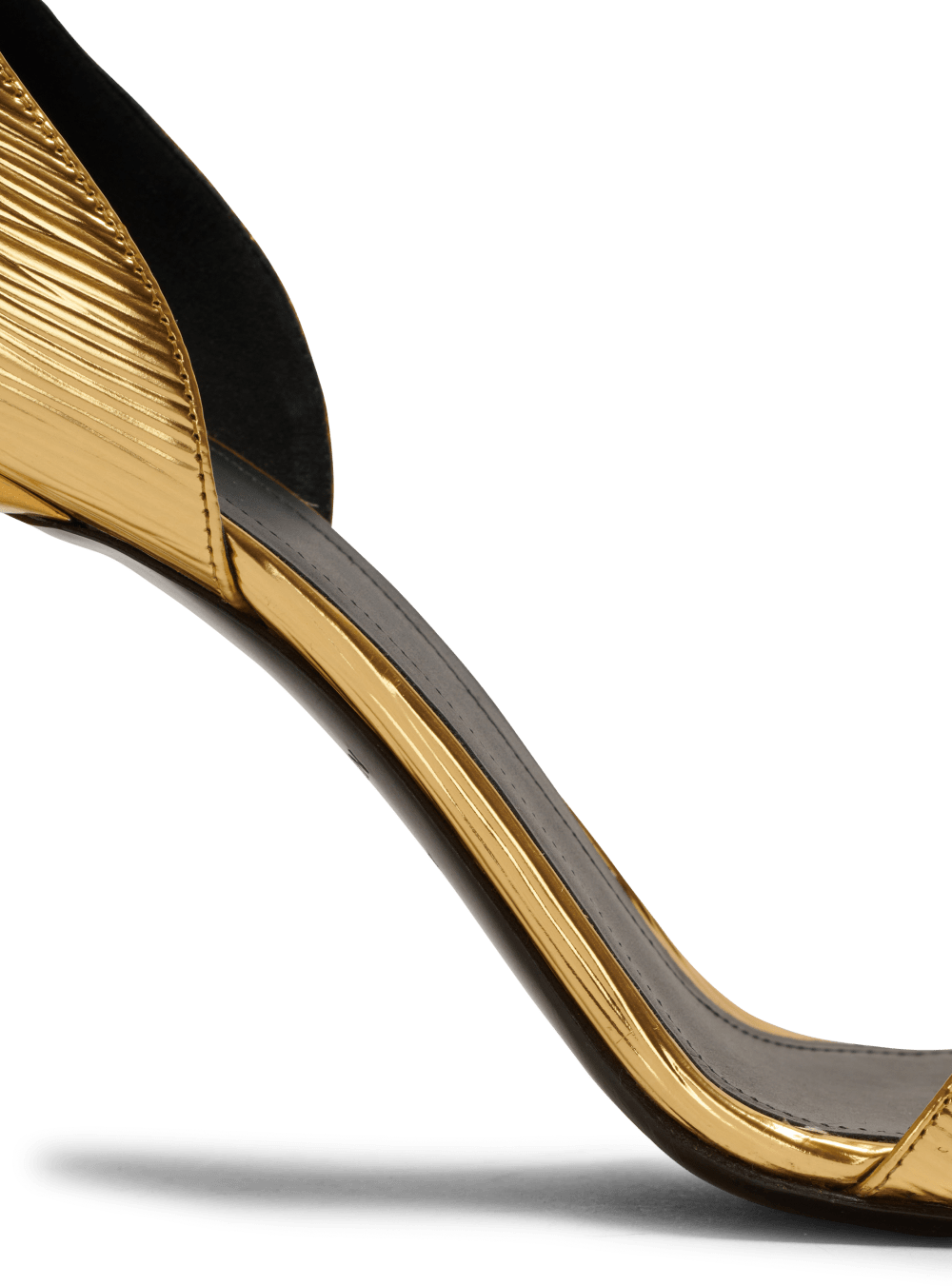 Women's Balmain Uma Laminated Leather Sandals Gold | USA Z8GB4Nab