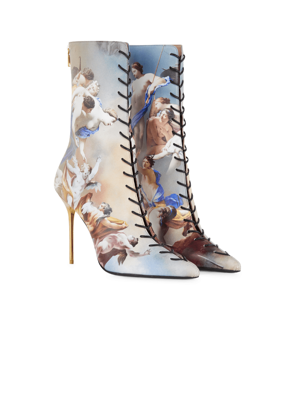 Women's Balmain Uria In Sky Print Leather Ankle Boots Multicolor | USA G3CbyXW9