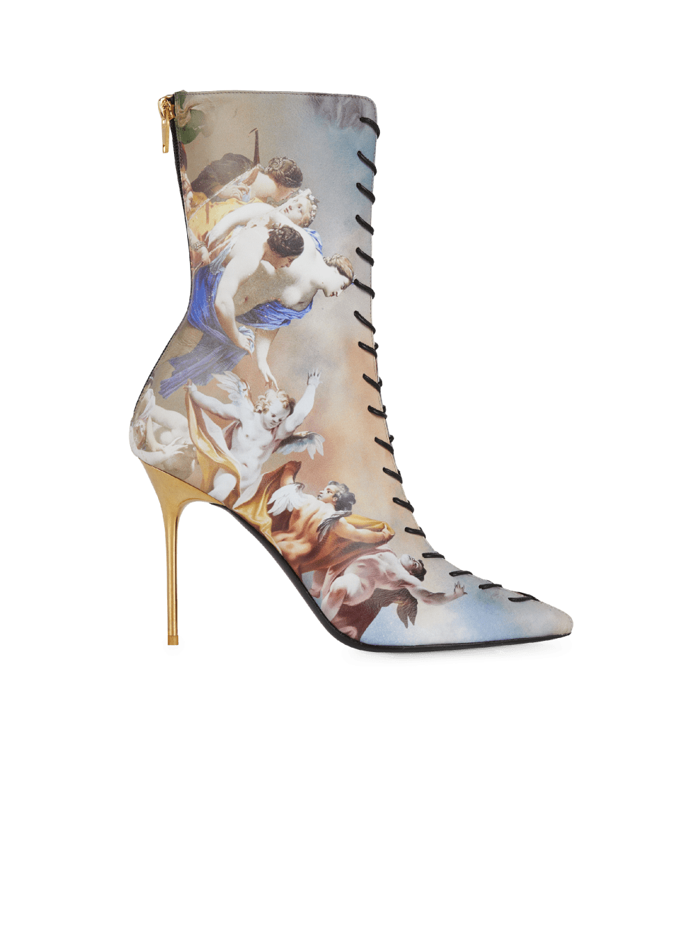 Women\'s Balmain Uria In Sky Print Leather Ankle Boots Multicolor | USA G3CbyXW9