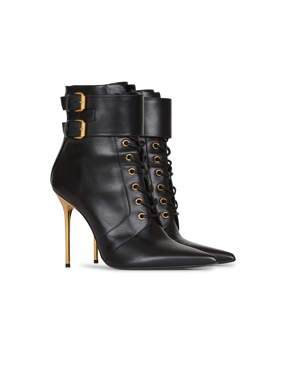 Women's Balmain Uria Leather Ankle Boots Black | USA N7ELlAhy