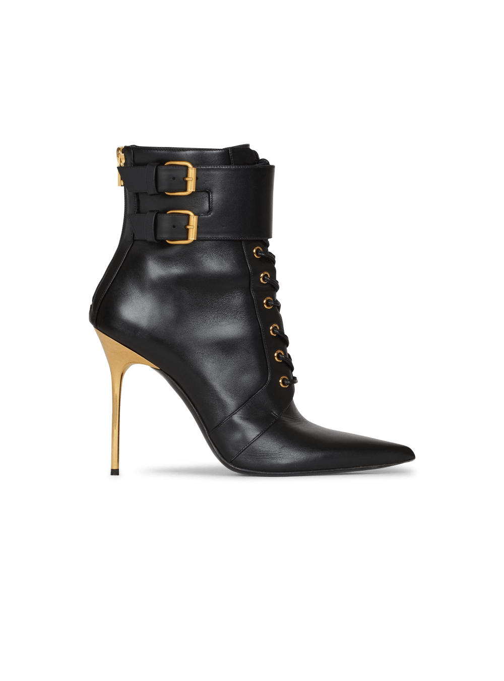 Women\'s Balmain Uria Leather Ankle Boots Black | USA N7ELlAhy