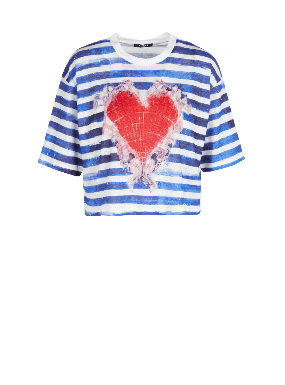 Women\'s Balmain Valentine\'s Day Printed Crop Tops Blue | USA X2dAreR7