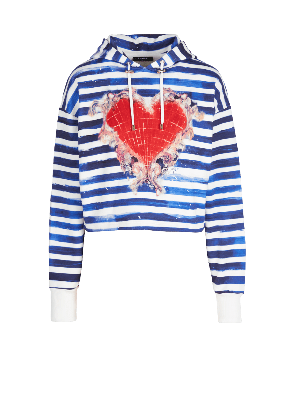 Women's Balmain Valentine's Day Printed Short Sweatshirts Blue | USA c6KGfKL4