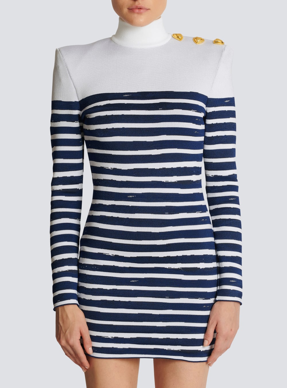 Women's Balmain Valentine's Day Striped Print Dress Blue | USA bpuJZnEJ