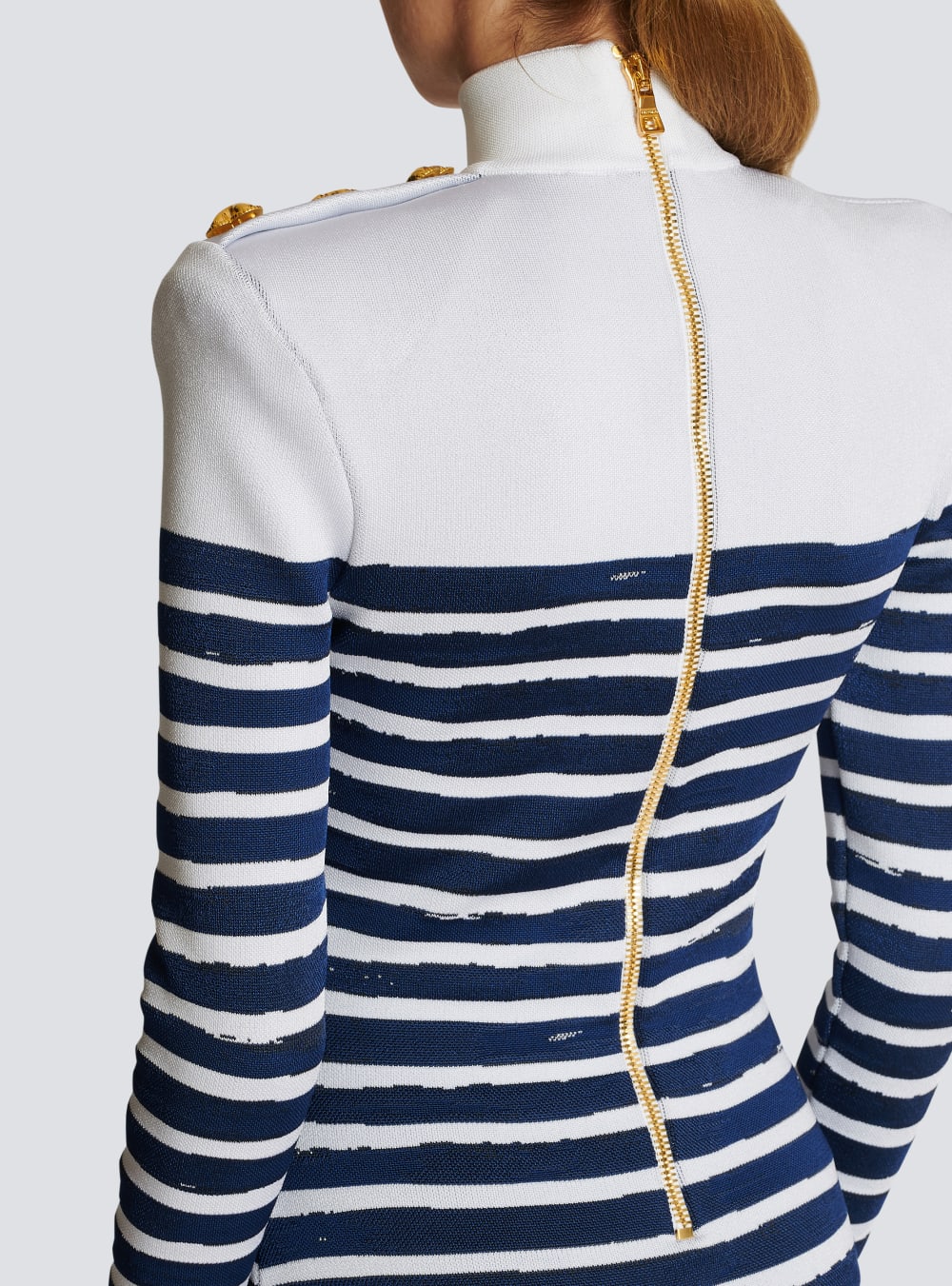 Women's Balmain Valentine's Day Striped Print Dress Blue | USA bpuJZnEJ