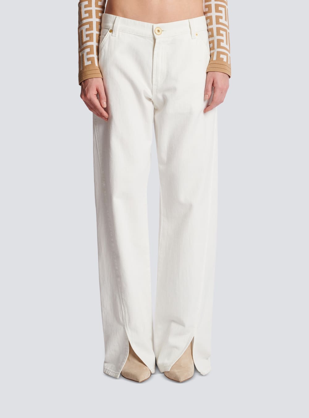 Women's Balmain White Straight-cut Denim Jeans White | USA JcYT5dkW