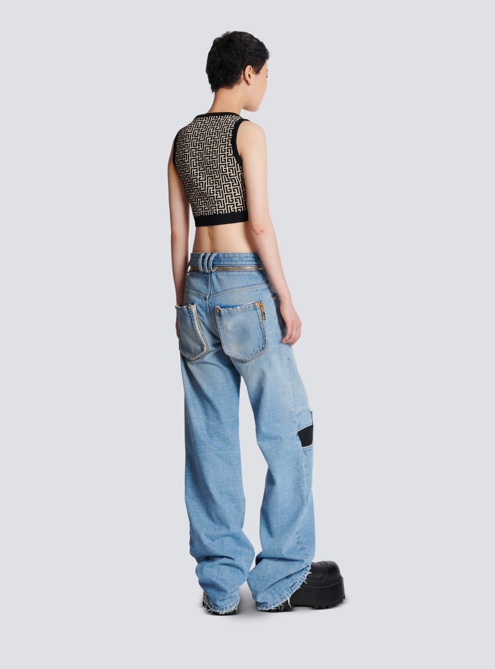 Women's Balmain Wide-leg With Technical Yoke Jeans Blue | USA aaCCxkoy