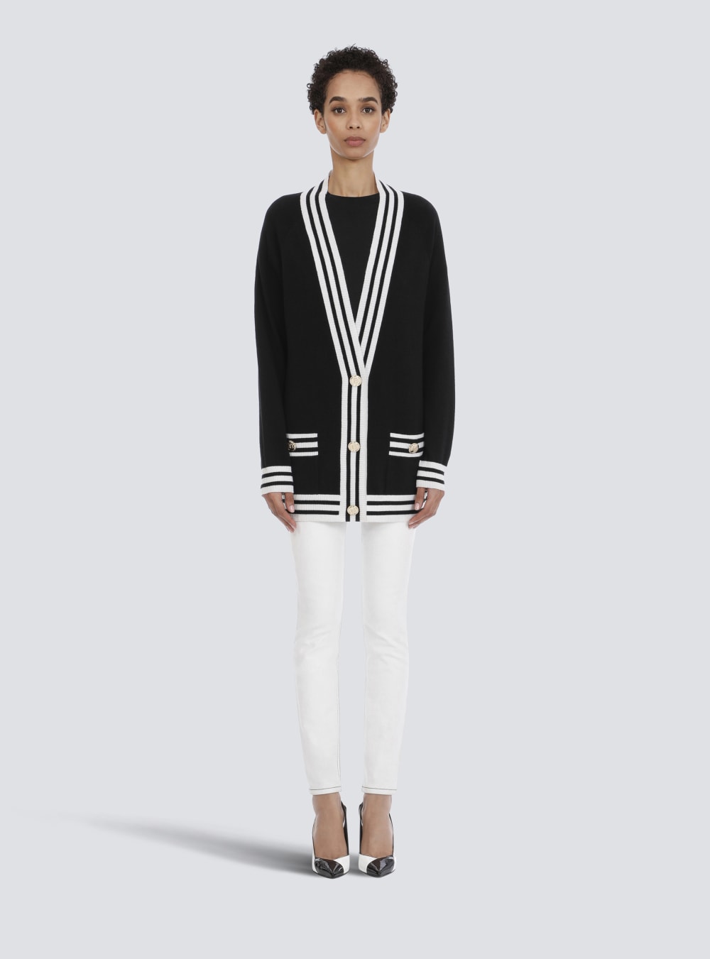 Women's Balmain Wool And Cashmere Cardigan Black | USA haXNgsYQ