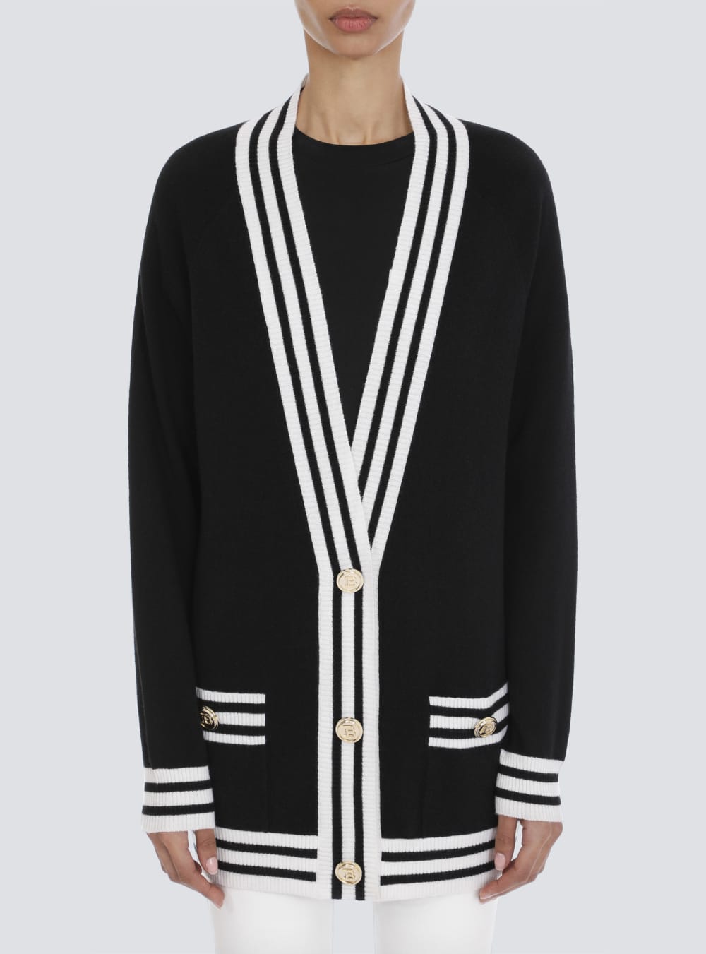 Women's Balmain Wool And Cashmere Cardigan Black | USA haXNgsYQ