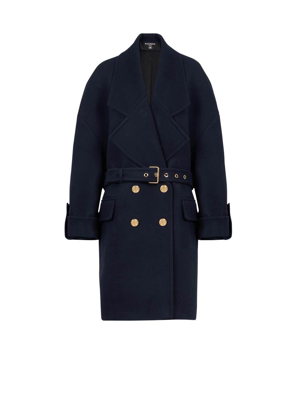 Women\'s Balmain Wool And Cashmere Pea With Double-breasted Gold-tone Buttoned Fastening Jackets Navy | USA pQrdCs4v