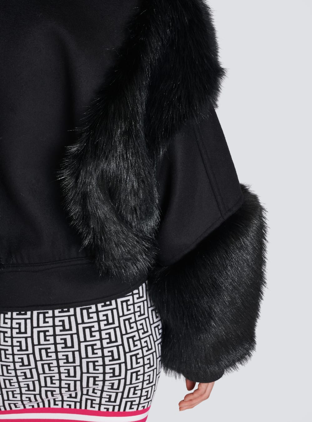 Women's Balmain Wool And Faux Fur Jackets Black | USA PVZ2RPHL