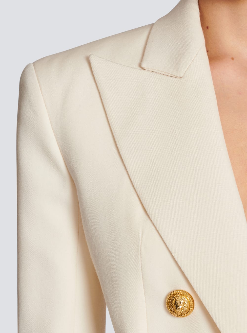 Women's Balmain Wool Double-breasted Blazers Beige | USA MTzWMzL4