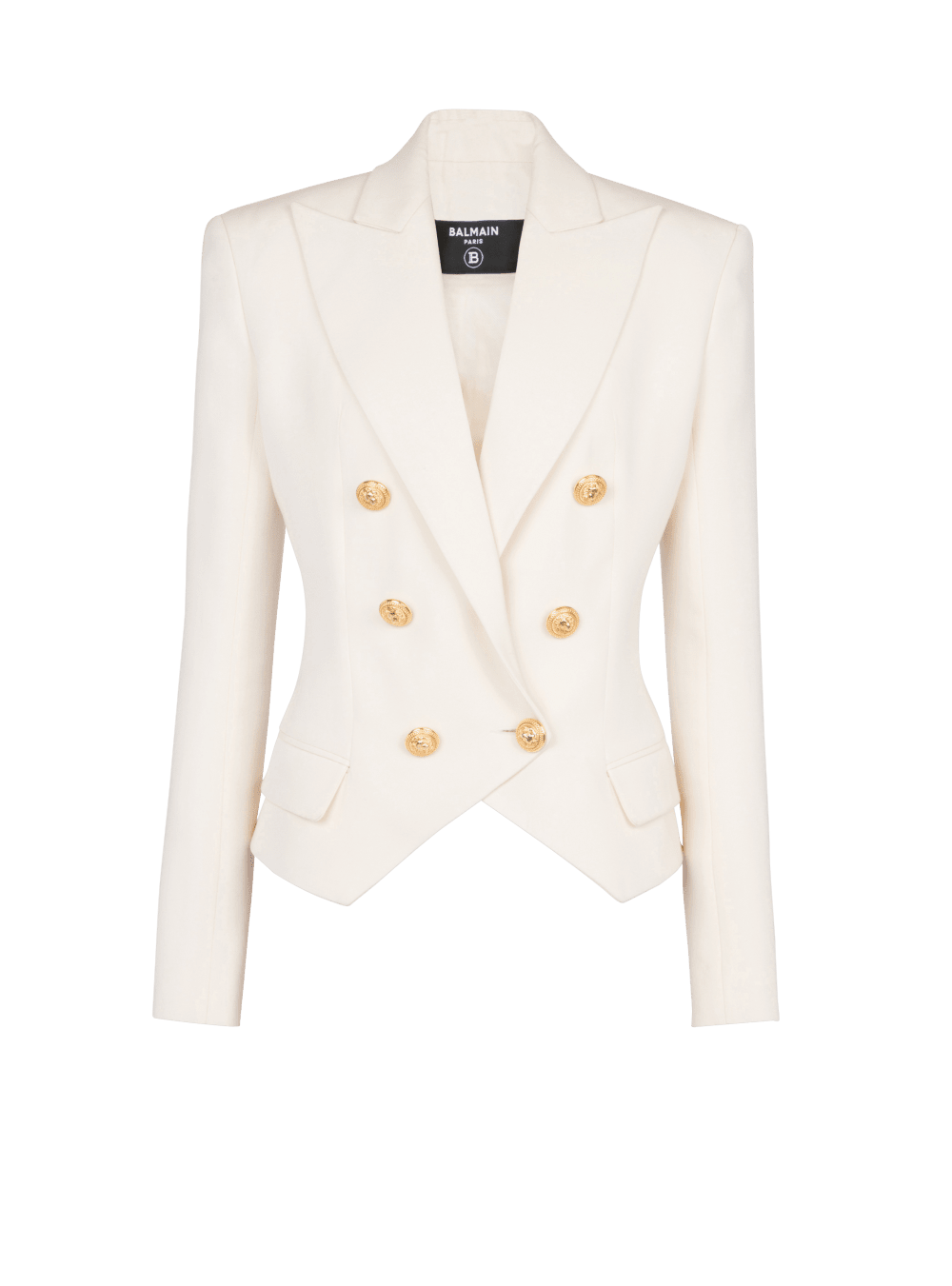 Women\'s Balmain Wool Double-breasted Blazers Beige | USA MTzWMzL4