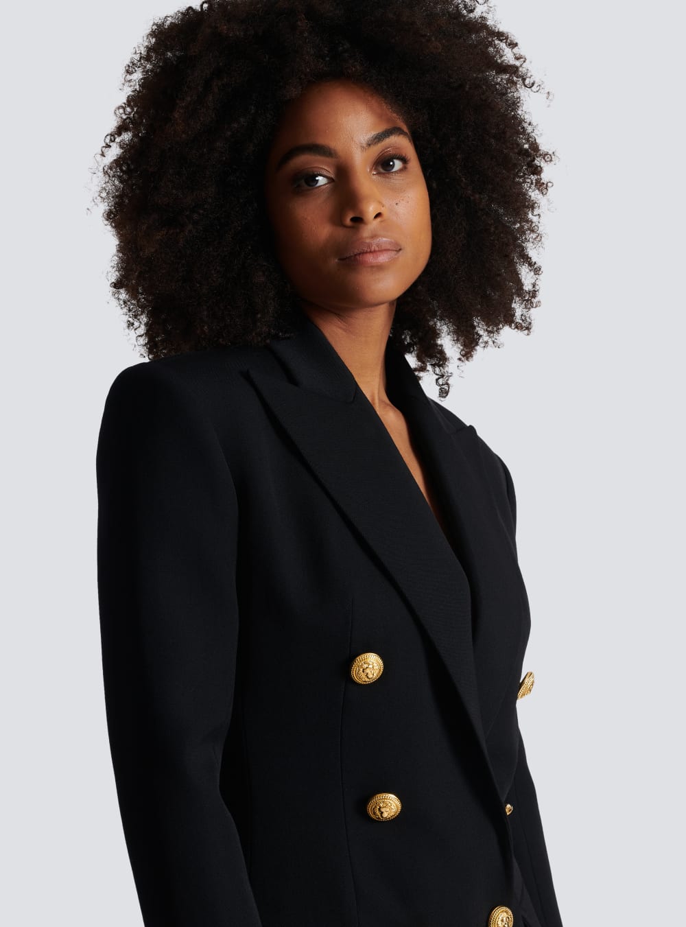 Women's Balmain Wool Double-breasted Blazers Black | USA ahpvKHYJ