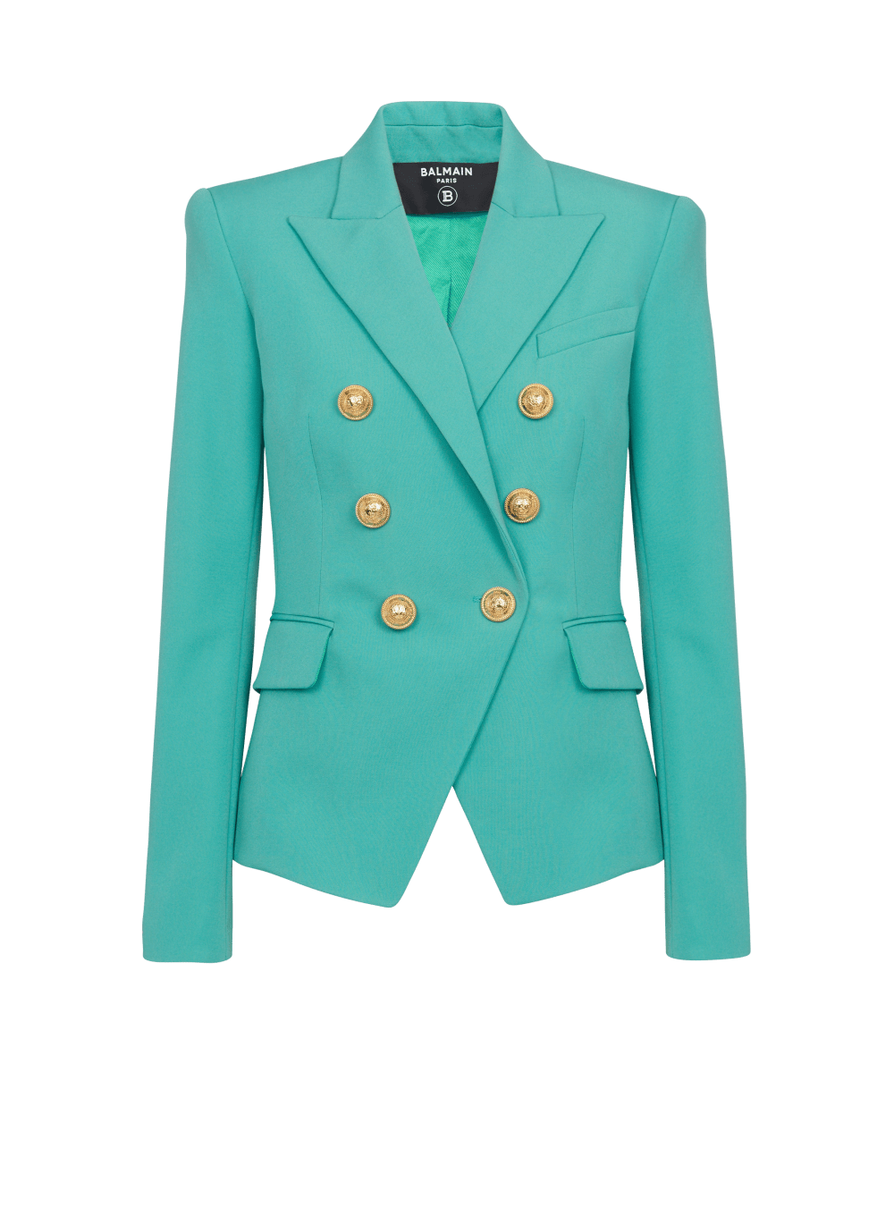 Women\'s Balmain Wool Double-breasted Blazers Blue | USA qJbkAcvh