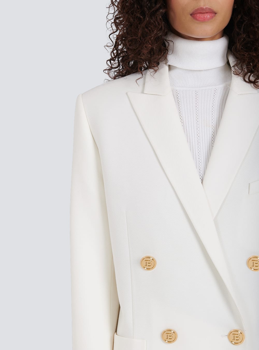 Women's Balmain Wool Double-breasted Boyfriend Jackets White | USA K8sy22Yh