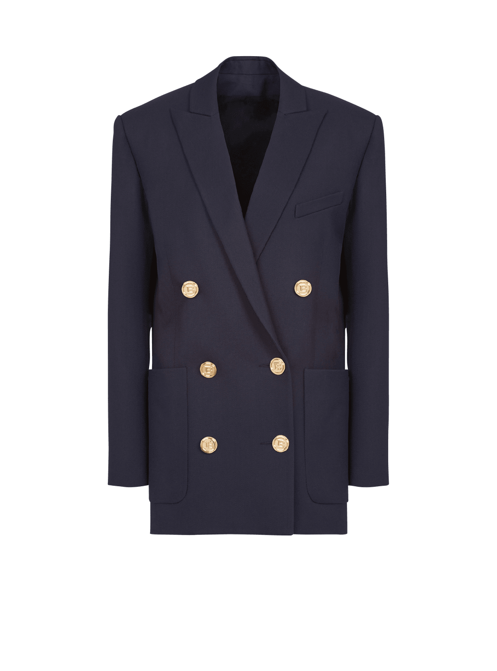 Women\'s Balmain Wool Double-breasted Boyfriend Jackets Navy | USA WAmE7Vua