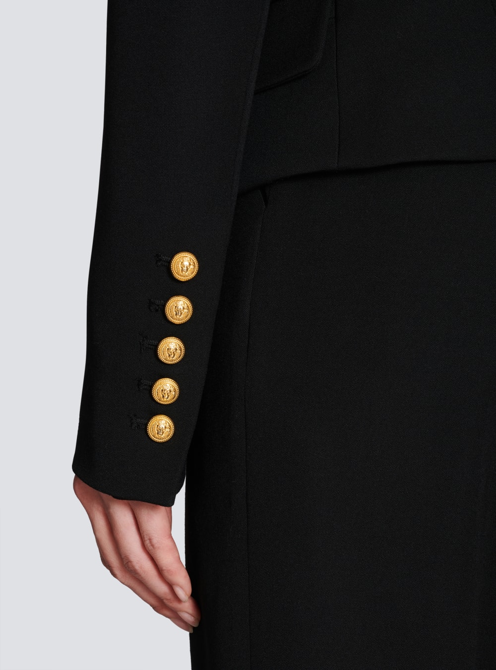 Women's Balmain Wool Double-breasted With Badge Blazers Black | USA y7ClWVcG