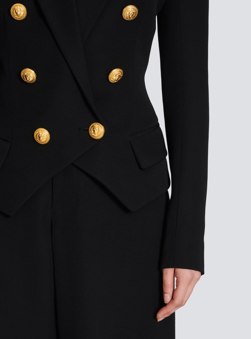 Women's Balmain Wool Double-breasted With Badge Blazers Black | USA y7ClWVcG