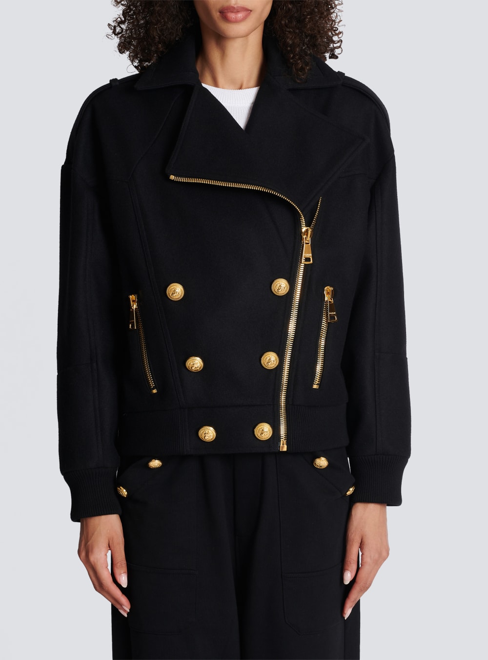 Women's Balmain Wool Jackets Black | USA fMm4bqsJ