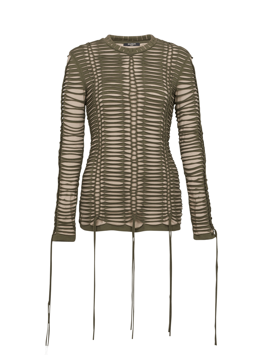 Women\'s Balmain Woven Jersey Tops Khaki | USA Jpflv3d2